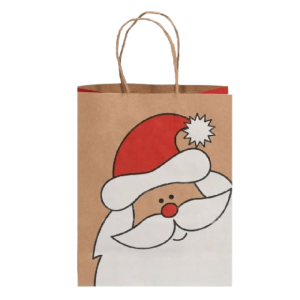 SACOLA PAPEL KRAFT NATURAL PAPAI NOEL 23,5X10X31,5 C/10